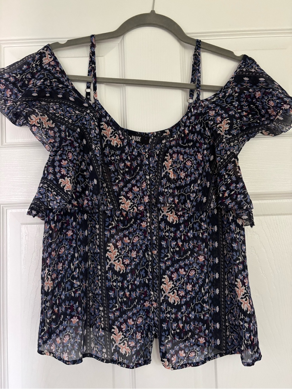 PAIGE Floral Ruffle Cold-Shoulder Camisole